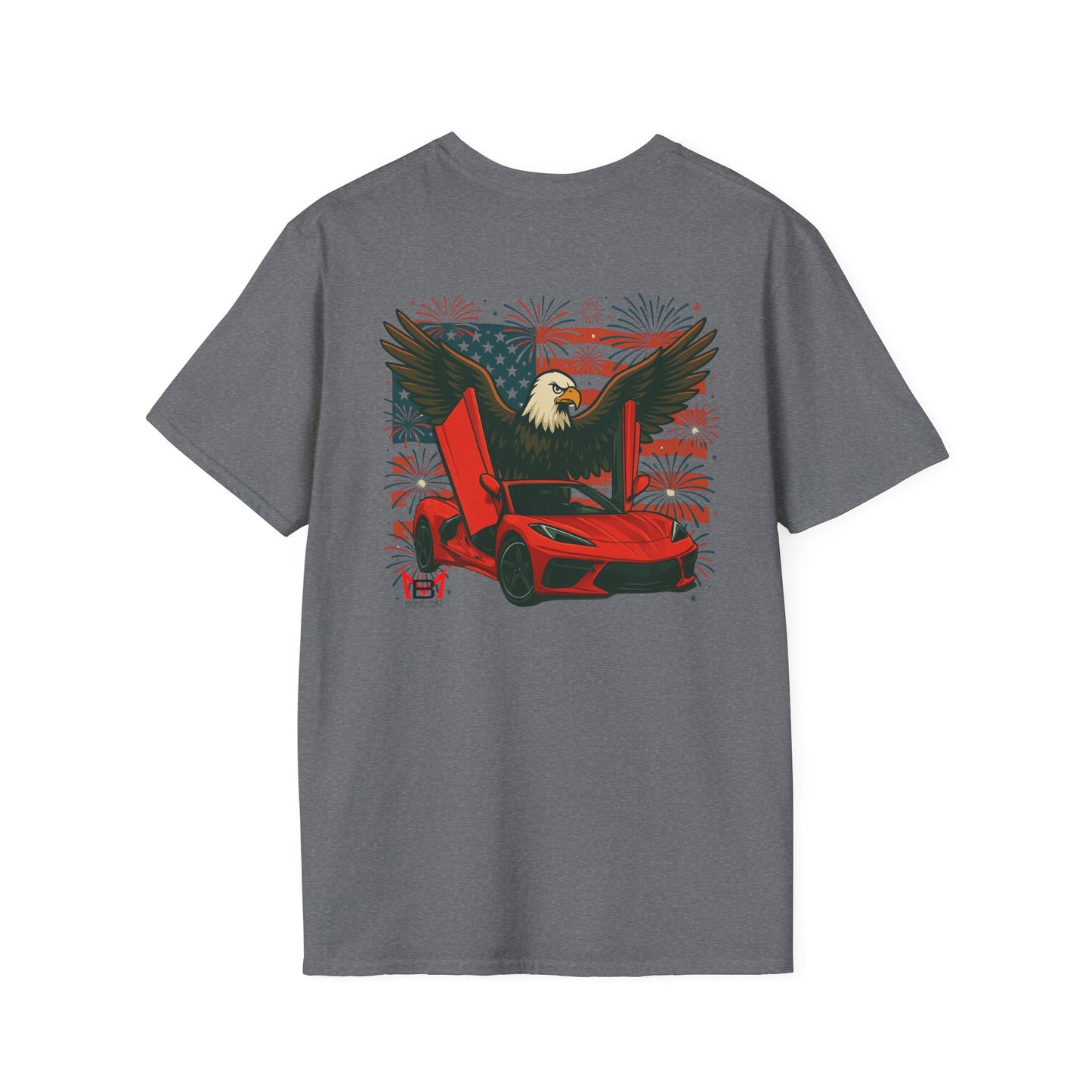Red Corvette C8 American Patriotic Eagle T-Shirt