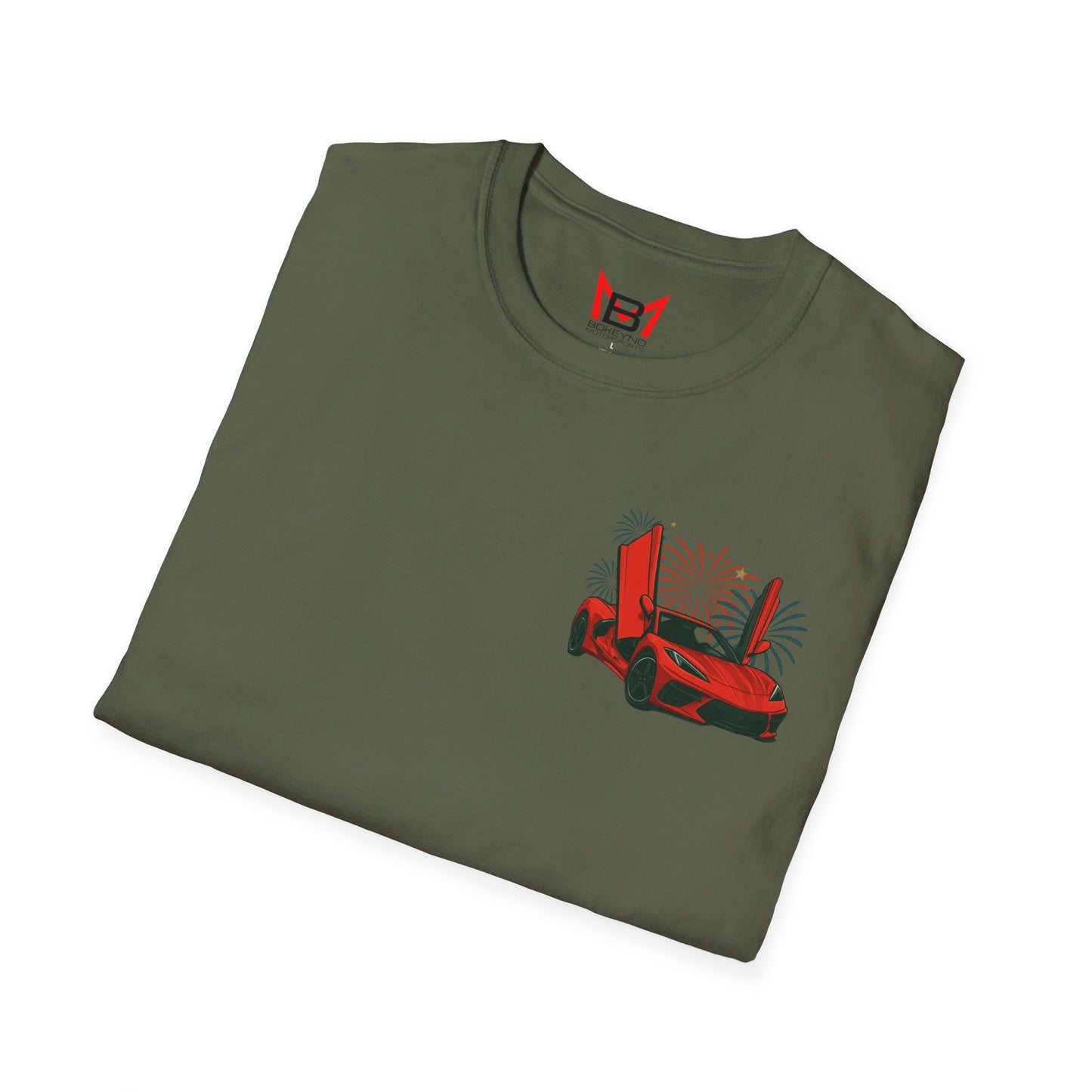 Red Corvette C8 American Patriotic Eagle T-Shirt
