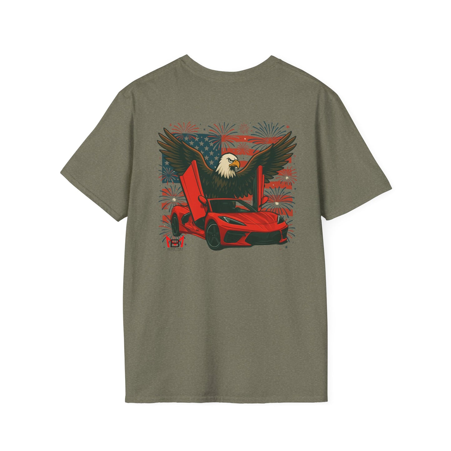 Red Corvette C8 American Patriotic Eagle T-Shirt