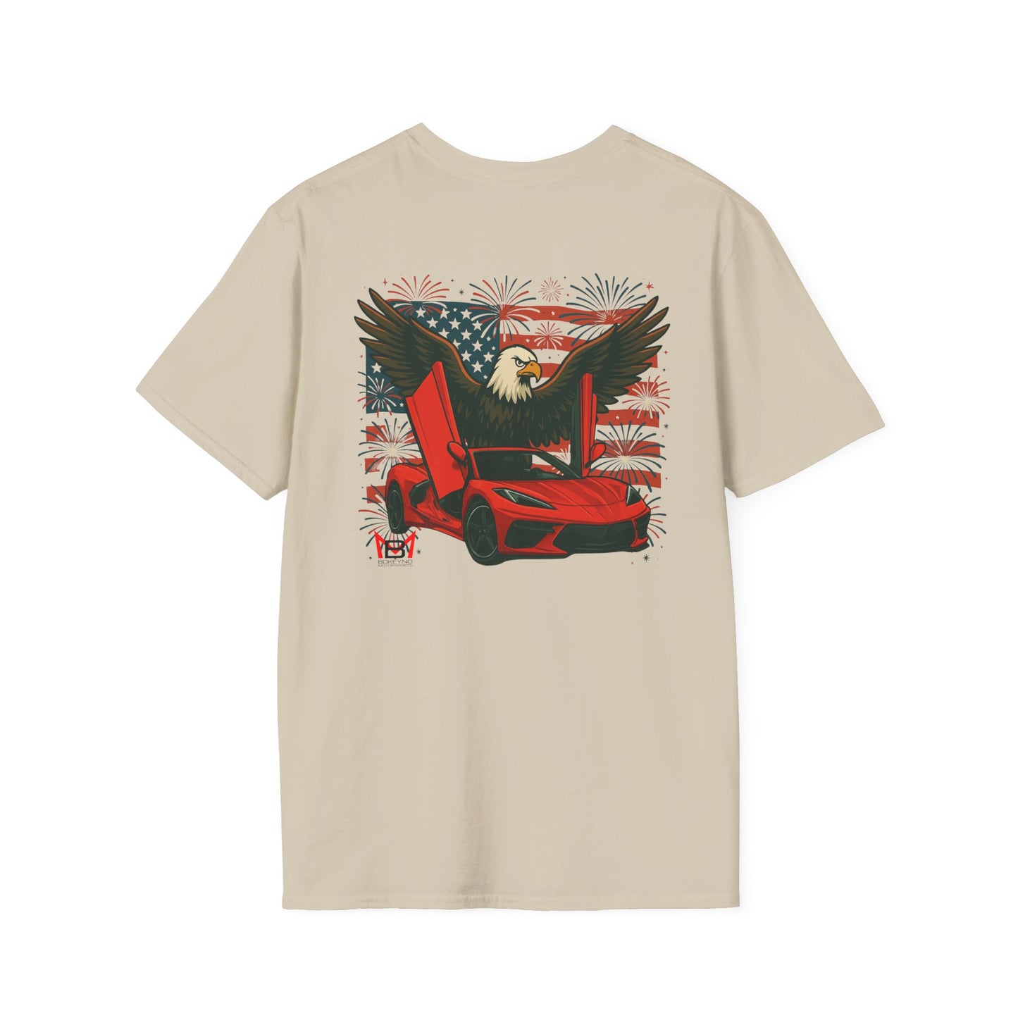 Red Corvette C8 American Patriotic Eagle T-Shirt