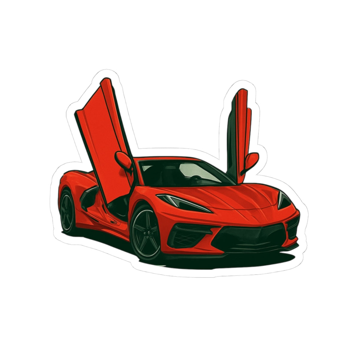 Red Sports Car Kiss-Cut Sticker