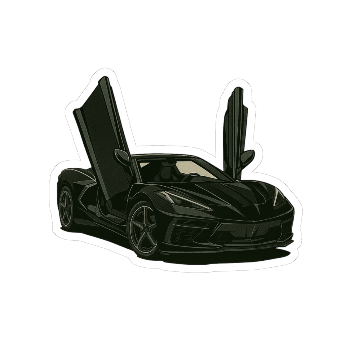 Black Sports Car Kiss-Cut Sticker