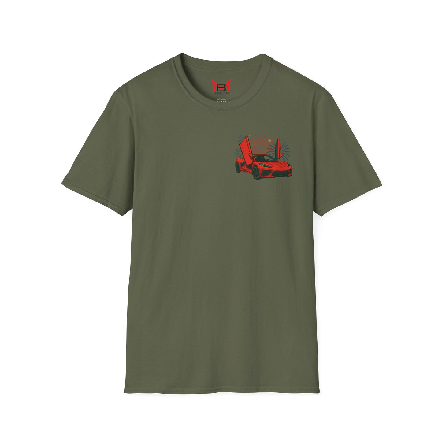 Red Corvette C8 American Patriotic Eagle T-Shirt