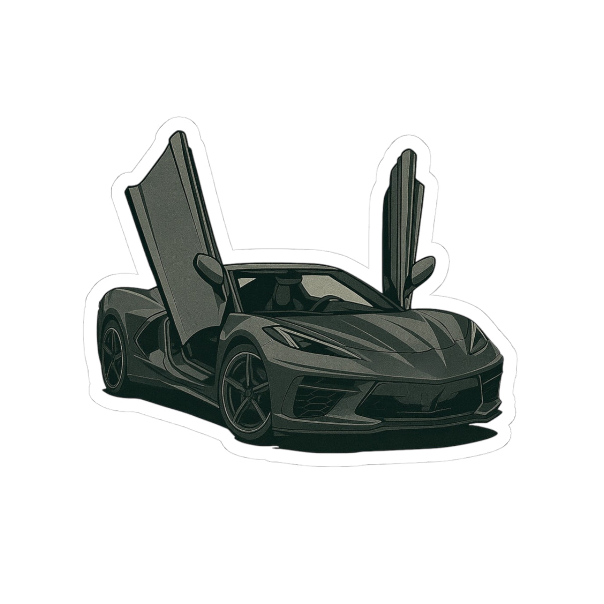 Gray Sports Car Kiss-Cut Sticker