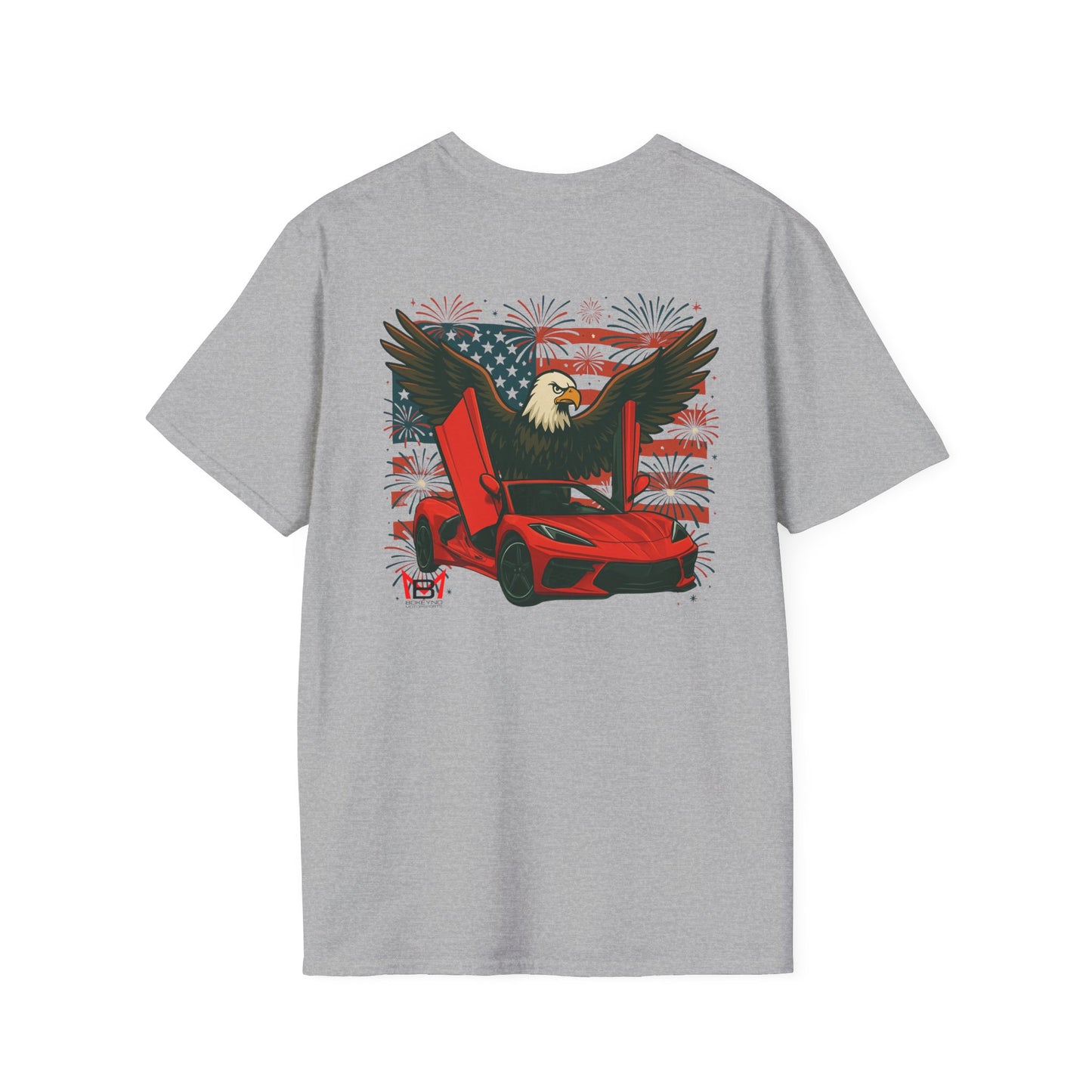Red Corvette C8 American Patriotic Eagle T-Shirt