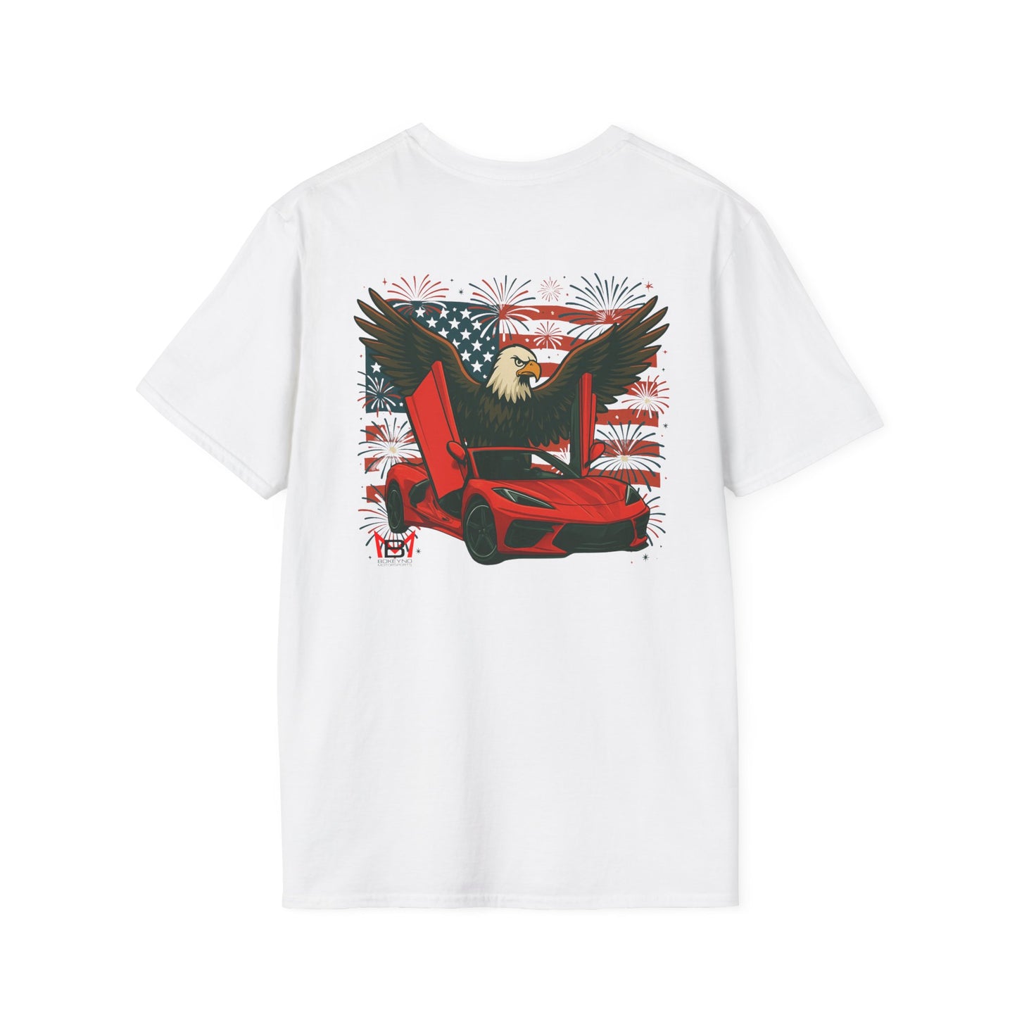 Red Corvette C8 American Patriotic Eagle T-Shirt