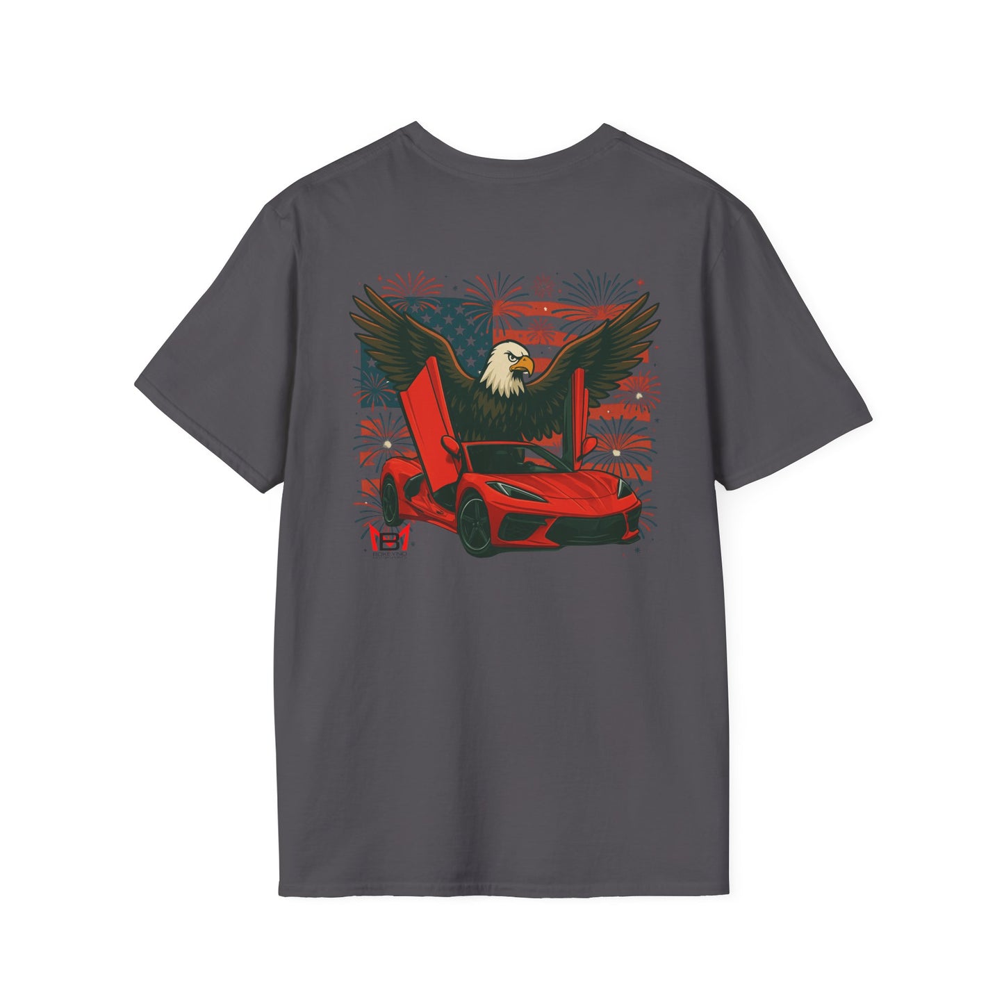 Red Corvette C8 American Patriotic Eagle T-Shirt