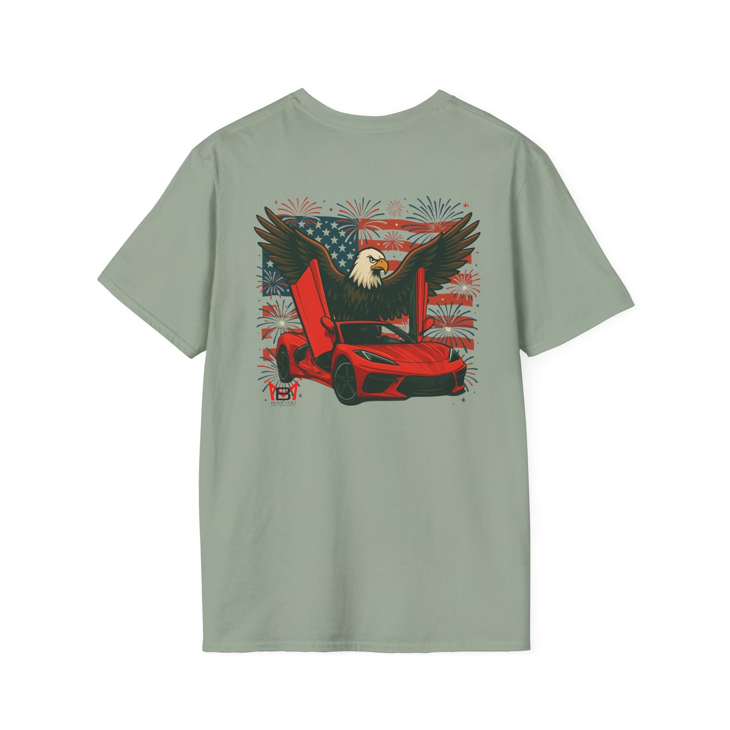 Red Corvette C8 American Patriotic Eagle T-Shirt