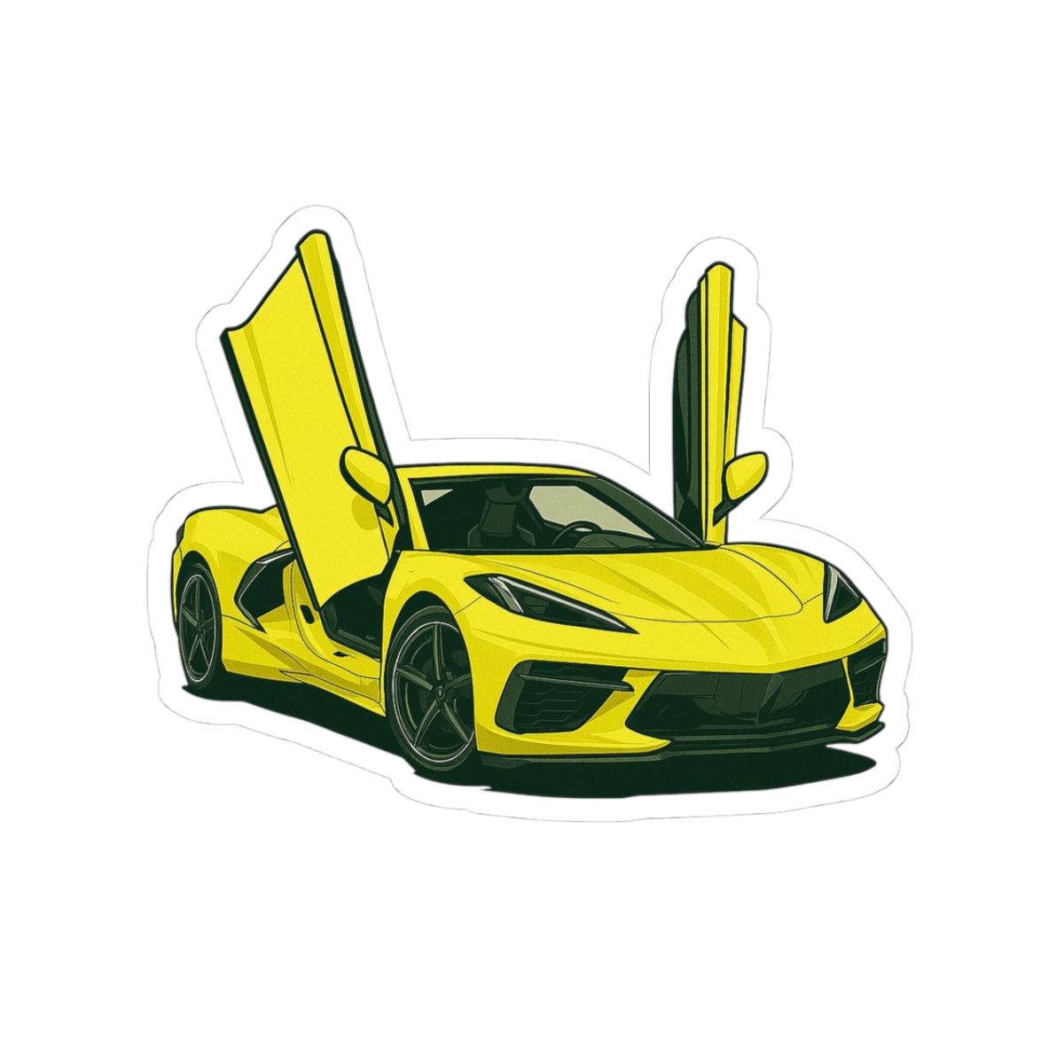 Yellow Sports Car Kiss-Cut Sticker