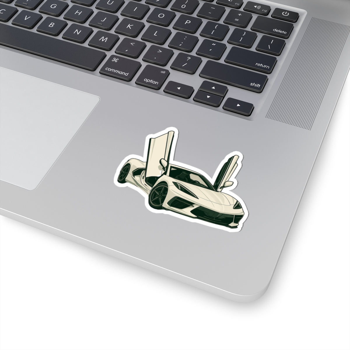White Sports Car Kiss-Cut Sticker