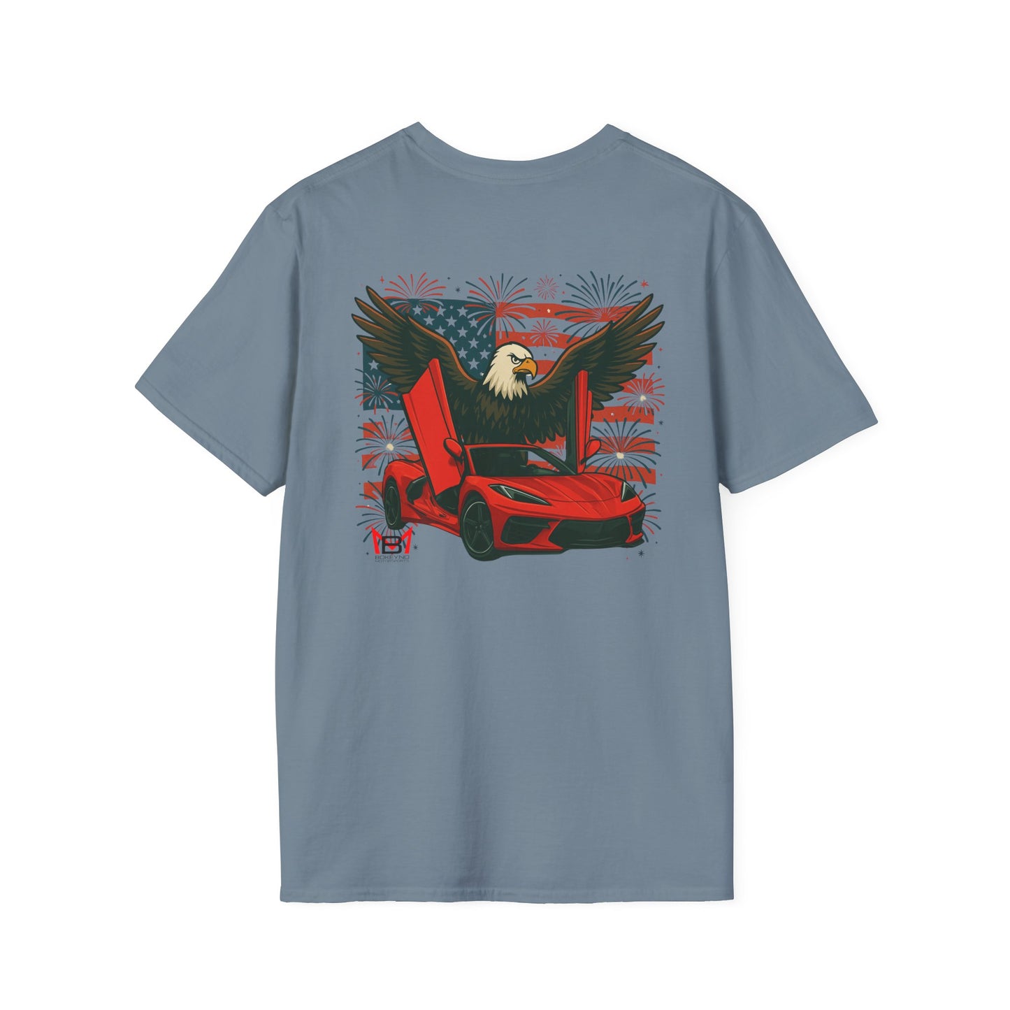 Red Corvette C8 American Patriotic Eagle T-Shirt