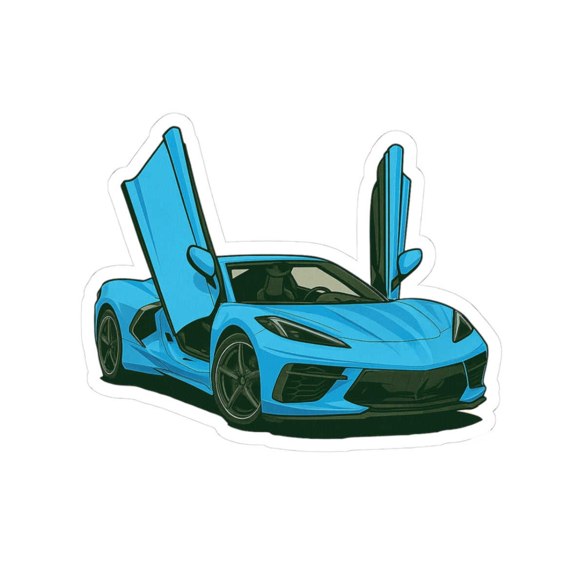 Blue Sports Car Kiss-Cut Sticker