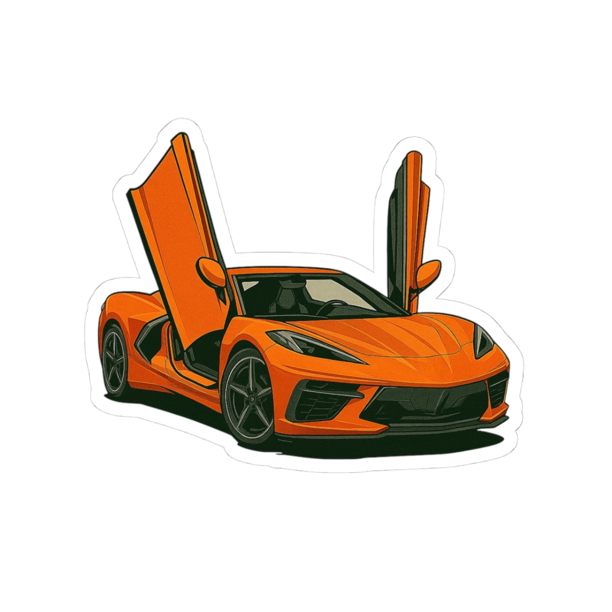 Orange Sports Car Kiss-Cut Sticker
