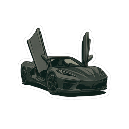 Gray Sports Car Kiss-Cut Sticker