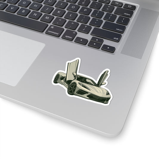 Silver Sports Car Kiss-Cut Sticker