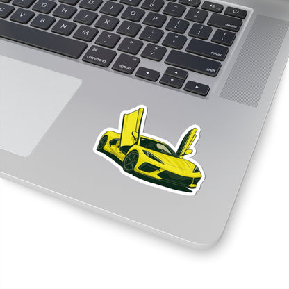 Yellow Sports Car Kiss-Cut Sticker