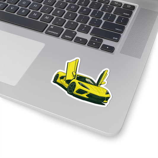 Yellow Sports Car Kiss-Cut Sticker