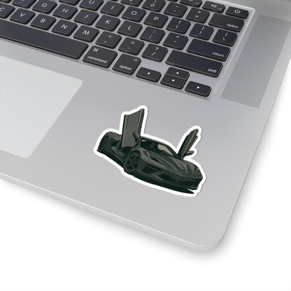 Gray Sports Car Kiss-Cut Sticker