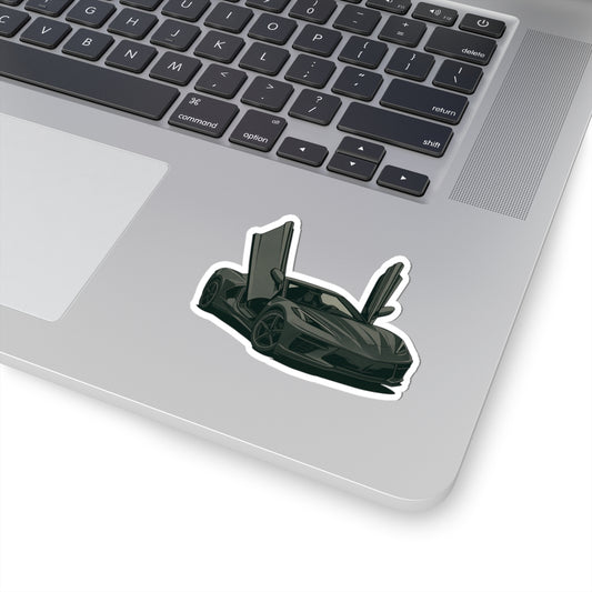 Gray Sports Car Kiss-Cut Sticker