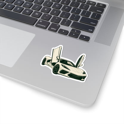 White Sports Car Kiss-Cut Sticker