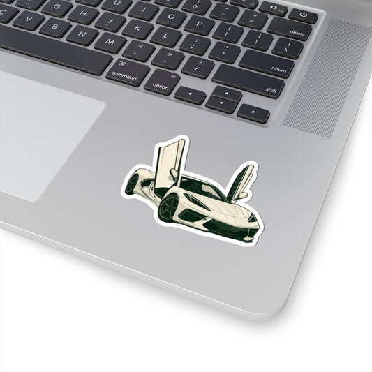 White Sports Car Kiss-Cut Sticker