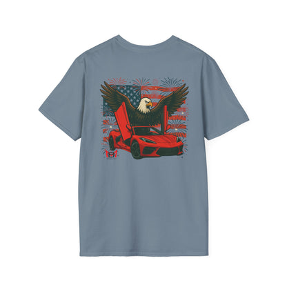 Red Corvette C8 American Patriotic Eagle T-Shirt