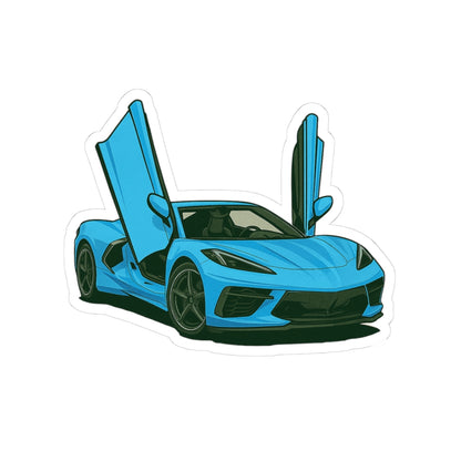 Blue Sports Car Kiss-Cut Sticker