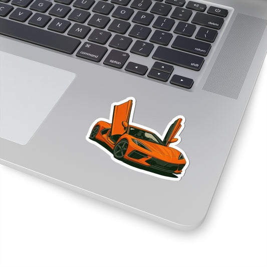 Orange Sports Car Kiss-Cut Sticker