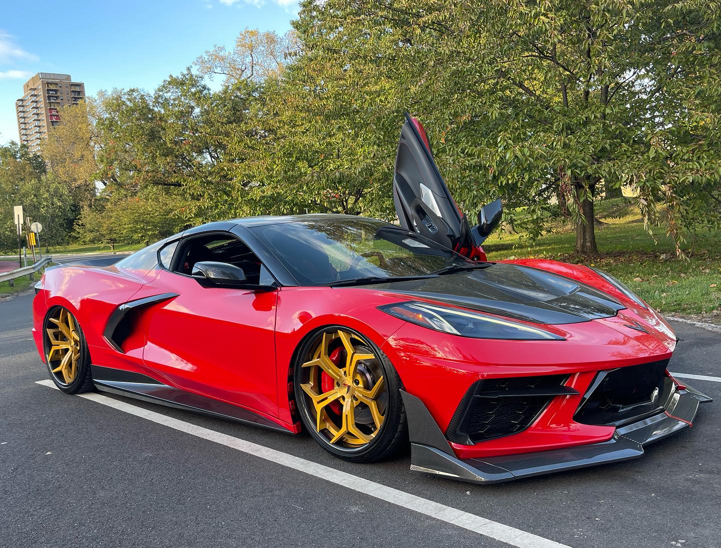 C8 Corvette Z06 and E - Ray Vertical Door Kit + Installation (for 21+ Front Tires) - Bokeyno Motorsports