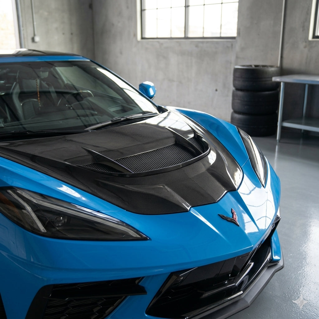 C8 Corvette Type-ZR1 Double-Sided Carbon Fiber Hood (Stingray/Z06/E-Ray)